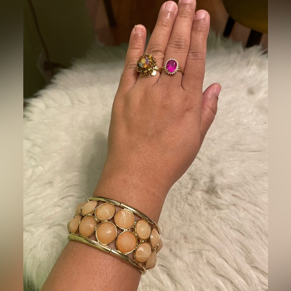 Elegant Gold and Peach Bracelet